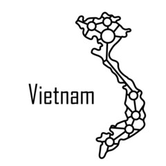 Vietnam map icon, vector illustration in black isolated on white background.