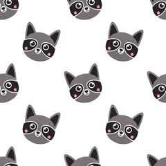 cute pattern for kids with raccoons