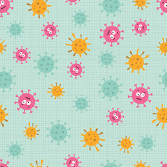 Corona Virus Microscopic World Vector Seamless Pattern