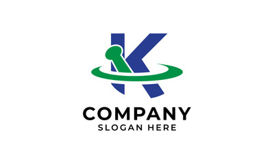 letter K pharmacy herbal Rx business logo design