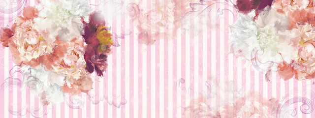 art flowers on a textured striped background photo wallpaper in the room