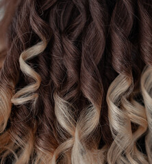 Fototapeta premium stylist hairdresser makes a hairstyle for a girl in his beauty salon, hollywood wave, beautiful hairstyle, hairdresser at work