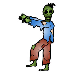 hand drawn illustration of halloween zombie in doodle style