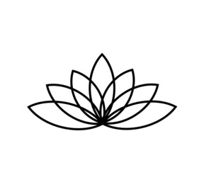 Lotus on a white background. Linear silhouette. Symbol. Vector illustration.