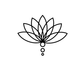 Lotus on a white background. Linear silhouette. Symbol. Vector illustration.