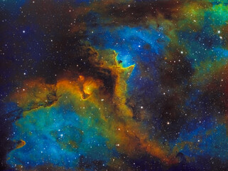 The Soul Nebula (IC 1848, Sh2-199)) large hydrogen, sulfur and oxygen gas cloud in the constellation of Cassiopeia. The nebula is 7,500 light years away from Earth. Amateur image.