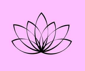 Wonderful lotus bloom. Symbol. Lotus petals symbol. Vector illustration.