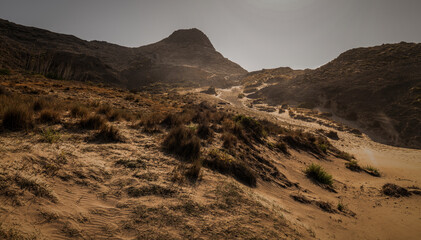Landscape of sand dune in Cabo de Gata Nature Park, Spain