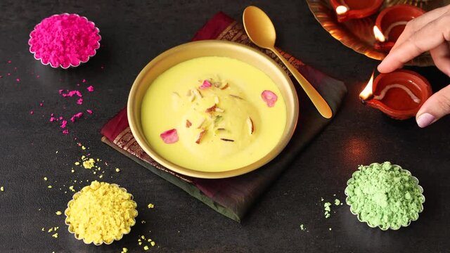 Rasmalai Ras malai Rasamalei Indian Sweet dessert mithai milk sweet 4k footage video Diwali Dussehra Holi ganesh chaturthi Ram navami Durga pooja ashtami Navratri festival Mumbai Bengal India Pakistan