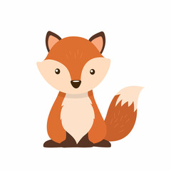 Fox character flat style isolated on white background. Animal cartoon. Vector stock.