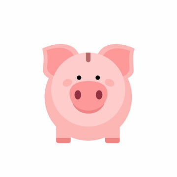 Piggy bank isolated on white background. Pig Icon saving or accumulation of money. Concept of banking or business services. Vector stock.