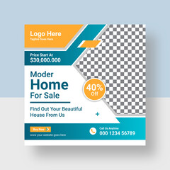 Modern Real estate home for sale instagram post or flyer square template