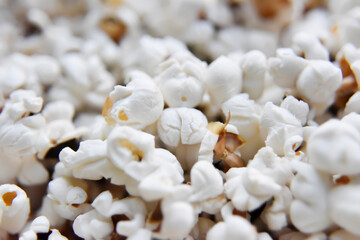 selective focus at the popcorn with no additives