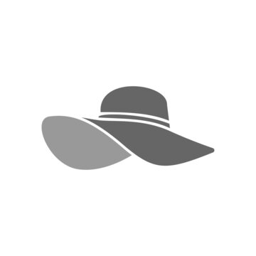 Wide brim round hat icon design illustration