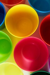 colorful plastic glasses for a party