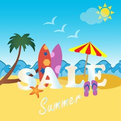 Beach with the text “sale” and “summer”