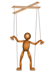 illustration with puppet of manipulation