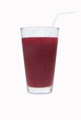 Beetroot (Garden beet, Common beet) juice smoothie purple in a tall glass and fresh organics beetroot for refreshing drinks concept.  Isolated on white background. Healthy drink detox juice nutritious