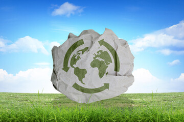 Écologie, planète terre en papier, concept recyclage
