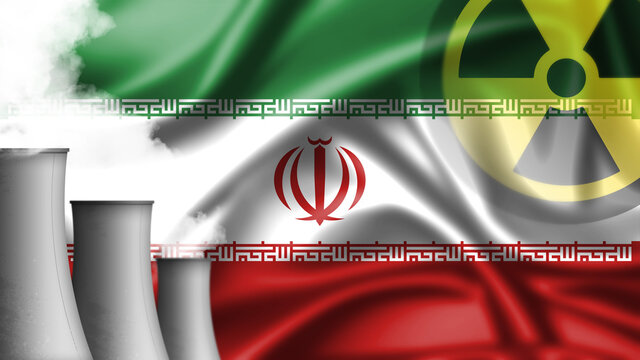 Iranian flag background with nuclear sign - Iran