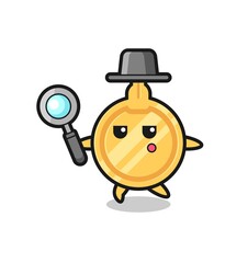 key cartoon character searching with a magnifying glass