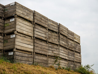pile of crates on a hill