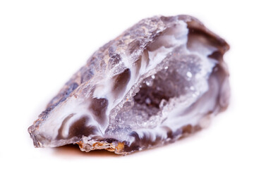 Macro mineral stone agate bud on white background