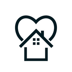 Heart with home. Logo vector