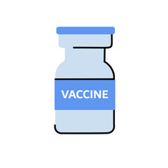 Vaccine vector icon illustration. Bottle of vaccine Flat icon. 