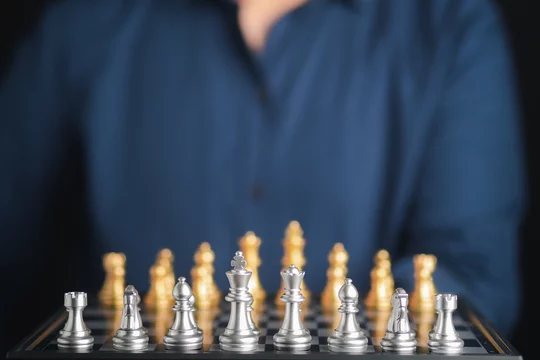 Businessman Playing Chess Board Game For Development Analysis New Strategy  Planningthe Battle Of Competition And Strategy Ideas With Market Mechanism  Stock Photo - Download Image Now - iStock