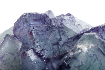 Macro mineral stone Fluorite on white background close up