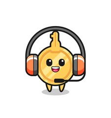 Cartoon mascot of key as a customer service
