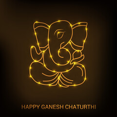 Vector illustration for Traditional Indian Festival Celebrate Happy Ganesh Chaturthi. Abstract text Space Background.