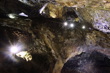 Algar Do Carvao the magma chamber of the volcano Guilherme Moniz, Terceira Island, Azores