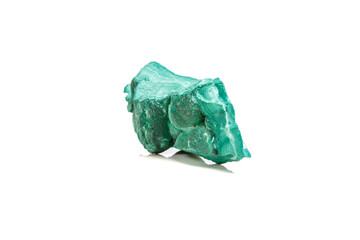 Macro mineral stone Malachite in the rock on a white background