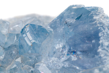 Macro mineral stone Celestine in the breed a white background