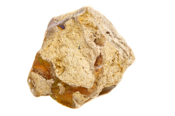 Macro Opal mineral stone in rock on white background