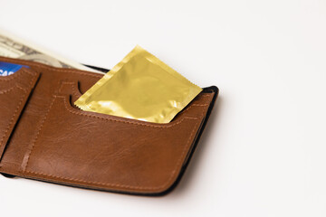 Condom in the wall ready to use anytime anywhere. Campaign for safe sex and contraception.