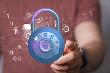 Security Shield concept, data protection. Shield with dots and lines connectio