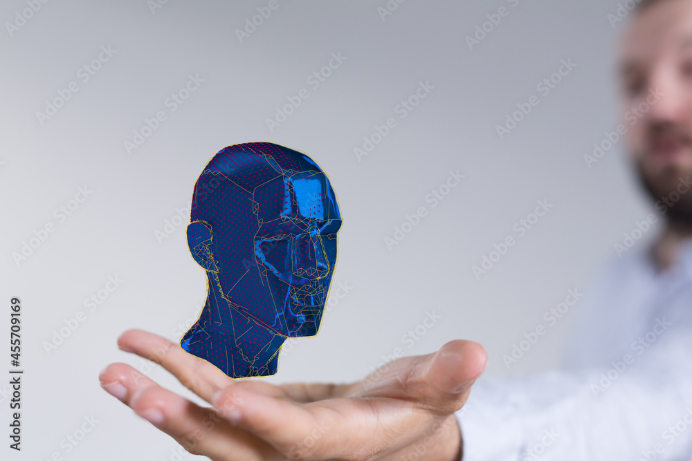 Poster artificial intelligence concept. creative brain concept