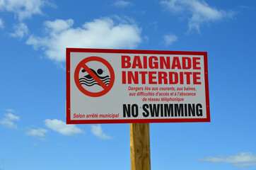 panneau baignade interdite