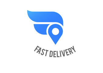 Blue delivery logo, emblem and icon concept design