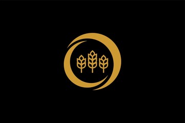 Grain natural plant logo design. Bakery logo design vector.