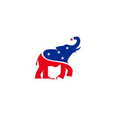 Republican Party Logo. Elephant icon and Ohio Map Symbol. Vector Illustration.