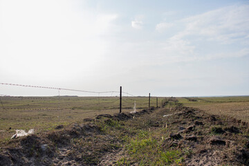 Fototapeta na wymiar Barbed wire fencing.