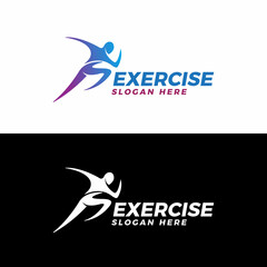Simple flat exercise logo icon. Running.