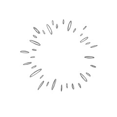 Sunburst doodle. Star, firework explosion. Hand drawn vector Illustration.