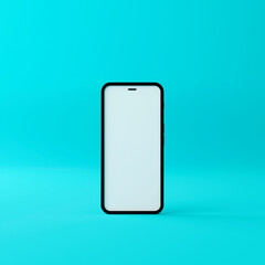 Smartphone mockup with blank white screen on a green background. 3D Render
