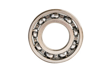 Ball bearing stainless metal roller for machine industrial, angular contact isolated on white background with clipping path. - obrazy, fototapety, plakaty
