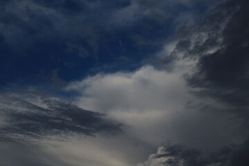 Blue sky with dramatic clouds before rain
